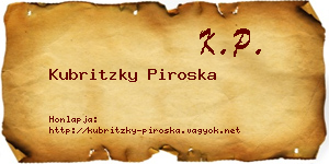 Kubritzky Piroska névjegykártya